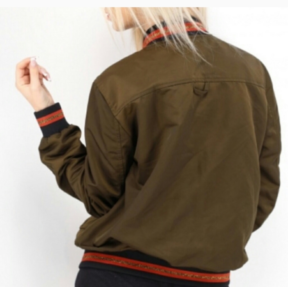Zara Trafaluc Dark Olive Bomber Jacket- Sz Small